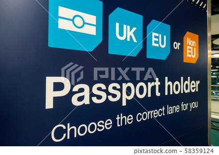 Passport Control and UK Border at Heathrow Airport 58359124