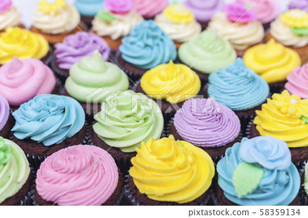 Cupcakes With Colorful Icing or Frosting Cupcakes With Colorful Icing or Frosting 58359134
