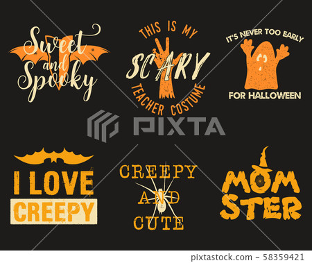 Halloween graphic prints set for t shirt, costumes and decorations. Typography design with different Halloween graphic prints set for t shirt, costumes and decorations. Typography design with different 58359421