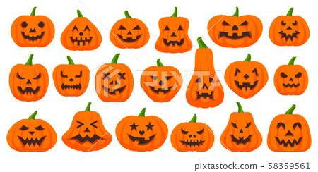 Jack O Lantern simple flat color icons vector set Jack O Lantern simple flat color icons vector set 58359561