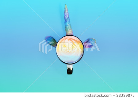 Halloween holiday concept with coffee cup and unicorn 58359873