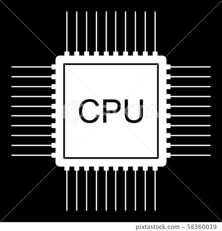 Processor icon on black. 58360019