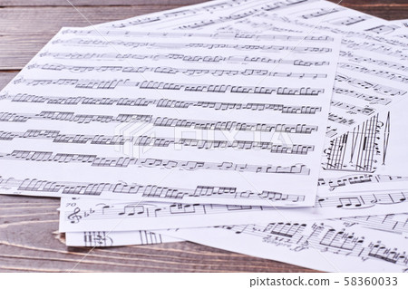 Music score pages close up. 58360033