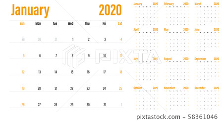 Calendar planner 2020 template vector illustration 58361046