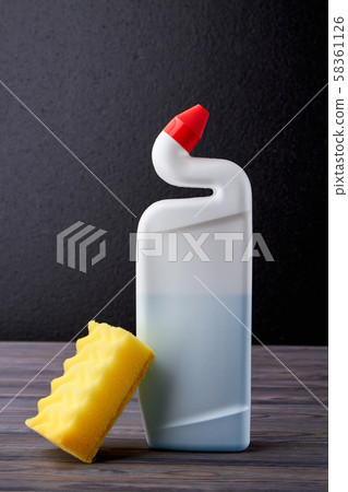 Plastic bottle with cleaning product. 58361126