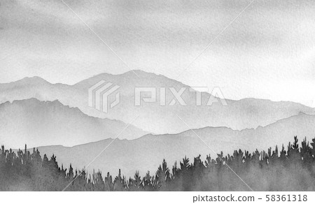 Mountain landscape monochrome 58361318
