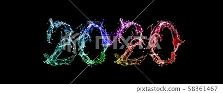 Abstract 2020 numbers drawn with splashes Abstract 2020 numbers drawn with splashes 58361467