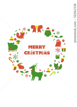 Christmas and animal illustration material 2 58362336