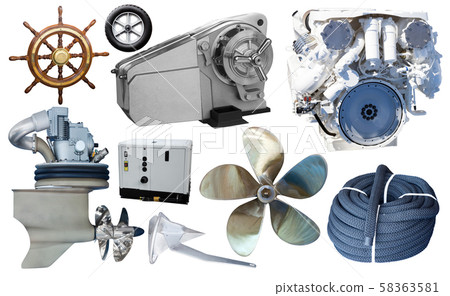 Isolated equipment and parts of modern yacht Isolated equipment and parts of modern yacht 58363581