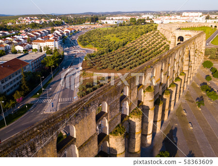 Aqueduct in old city of Elvas. Portugal Aqueduct in old city of Elvas. Portugal 58363609