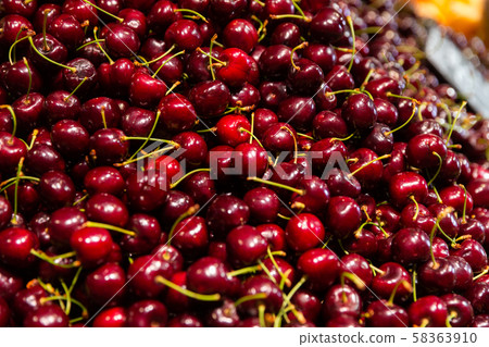 Food background, ripe cherries 58363910