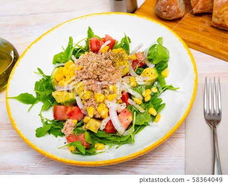 Appetizing fish salad with canned tuna Appetizing fish salad with canned tuna 58364049