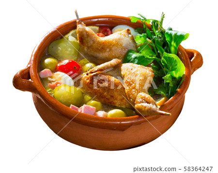 Bowl with poultry saltwort soup 58364247
