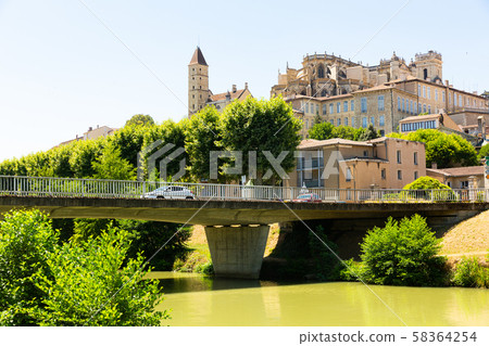 Auch Cathedral and Armagnac Tower across river Auch Cathedral and Armagnac Tower across river 58364254