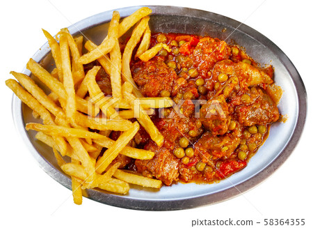 Top view of Asturian stewed beef with potatoes Top view of Asturian stewed beef with potatoes 58364355