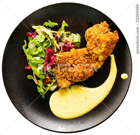 Chicken in panko roasted in tandoor with mousseline sauce 58364489