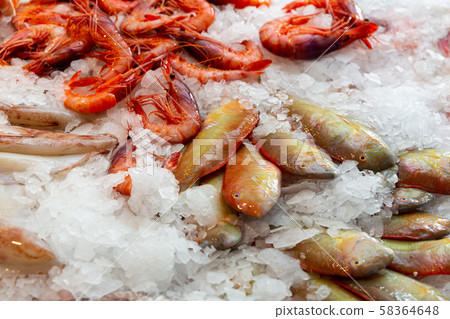 Showcase of seafood market Showcase of seafood market 58364648