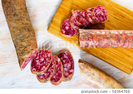 Dry cured sausage Salchichon Dry cured sausage Salchichon 58364768