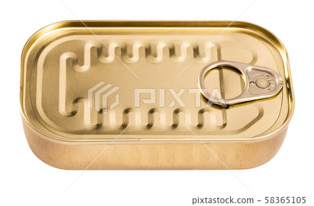 Close-up of metal bronze tin can on white background Close-up of metal bronze tin can on white background 58365105