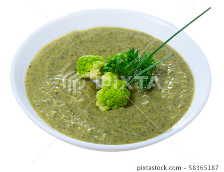 Cheese cream-soup from brokkoli with soft cheese, traditional dish 58365187