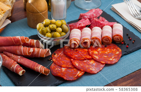 Assorted different types of spanish sausages Assorted different types of spanish sausages 58365308
