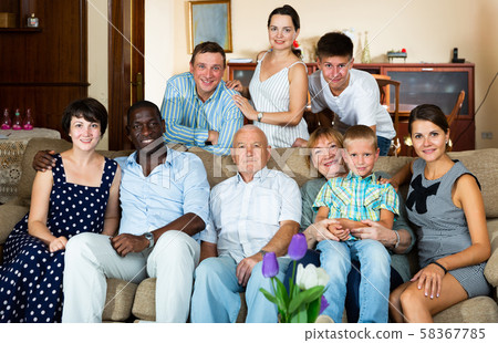 Friendly large multiethnic family 58367785