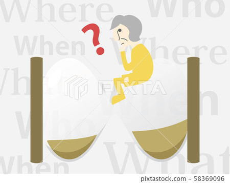 Hourglass and aging 2, old man with dementia, grandmother 58369096