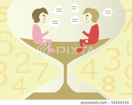 與沙漏交談,長時間交談的女人 與沙漏交談,長時間交談的女人 58369108