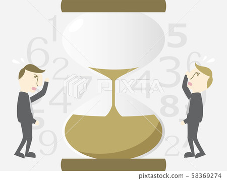 Hourglass and timeless man 58369274