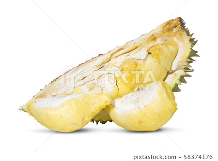 Durian and durian peels isolated from durian and isolated on white background 58374176