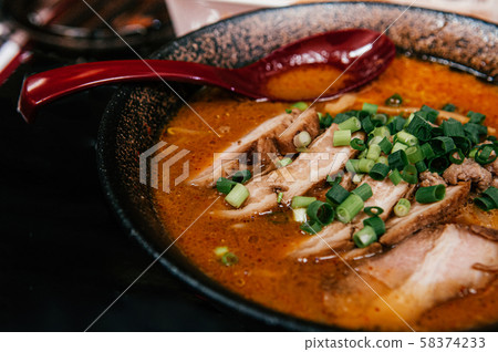 Miso Tonkotsu Ramen Chashu pork with garlic oil Miso Tonkotsu Ramen Chashu pork with garlic oil 58374233
