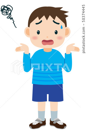 Troubled boy, front, full body - Stock Illustration [58374445] - PIXTA