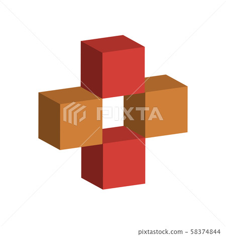 Red and yellow 3D cubes Red and yellow 3D cubes 58374844