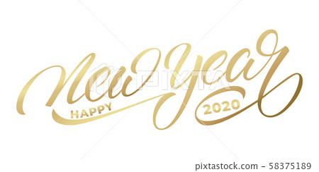 Happy New Year 2020. Calligraphy lettering label for New Year celebration 58375189