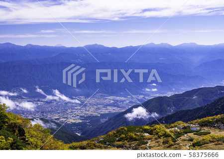 (Nagano) Komagane City, Southern Alps, Mount Fuji distant view from Senjojiki curl 58375666