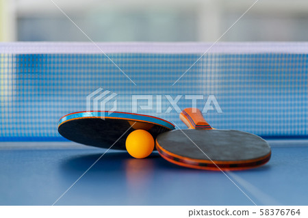 Table tennis racket and ball, Indoor sport 58376764