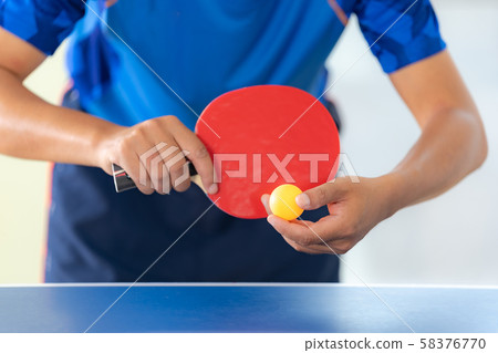 Ping pong table, Male playing table tennis with 58376770