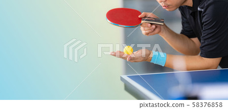 Ping pong table, Male playing table tennis with Ping pong table, Male playing table tennis with 58376858