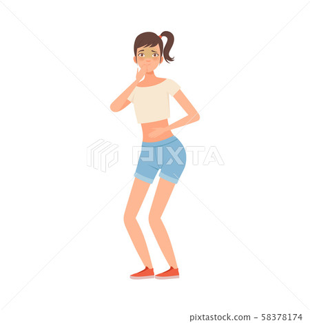 The Girl Feels Bad character Illustration Vector The Girl Feels Bad character Illustration Vector 58378174