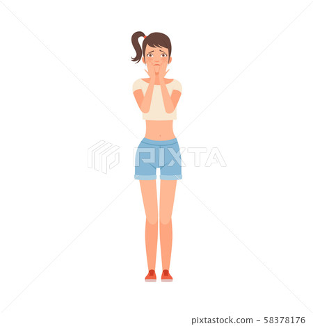 Fail Emotion on Girl s Face character Illustration Vector on a white background Fail Emotion on Girl s Face character Illustration Vector on a white background 58378176