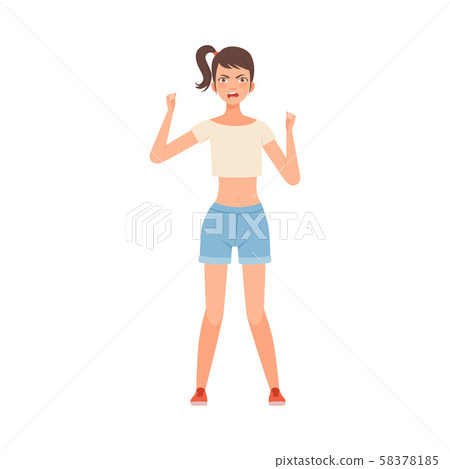 Angry teenager girl waving fists on a white background character Illustration Angry teenager girl waving fists on a white background character Illustration 58378185
