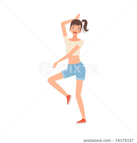 Teen Girl Jumping With Happiness character Illustration Vector 58378187