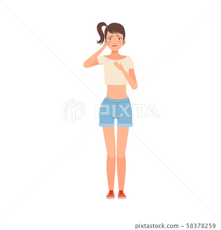 Crying teenager character Illustration Vector on a white background Crying teenager character Illustration Vector on a white background 58378259