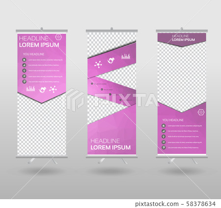 Roll Up Banner template and info graphics stand 58378634