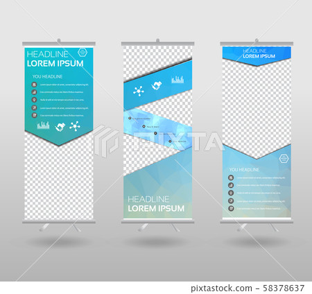 Roll Up Banner template and info graphics stand 58378637