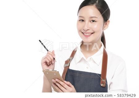 Female cafe clerk Female cafe clerk 58379429