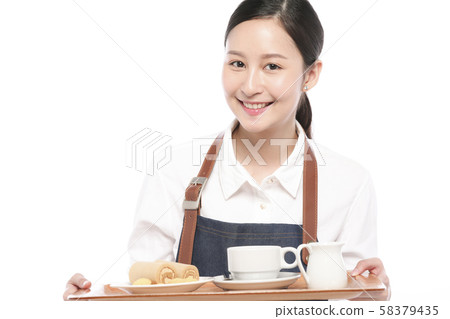 Female cafe clerk Female cafe clerk 58379435