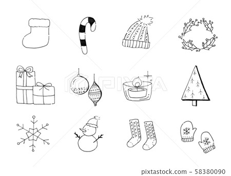 December Icon set monochrome December Icon set monochrome 58380090