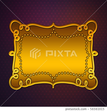 Golden plate on purple background Golden plate on purple background 58381015