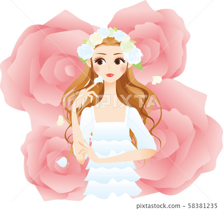 Bride illustration background roses - Stock Illustration [58381235] - PIXTA